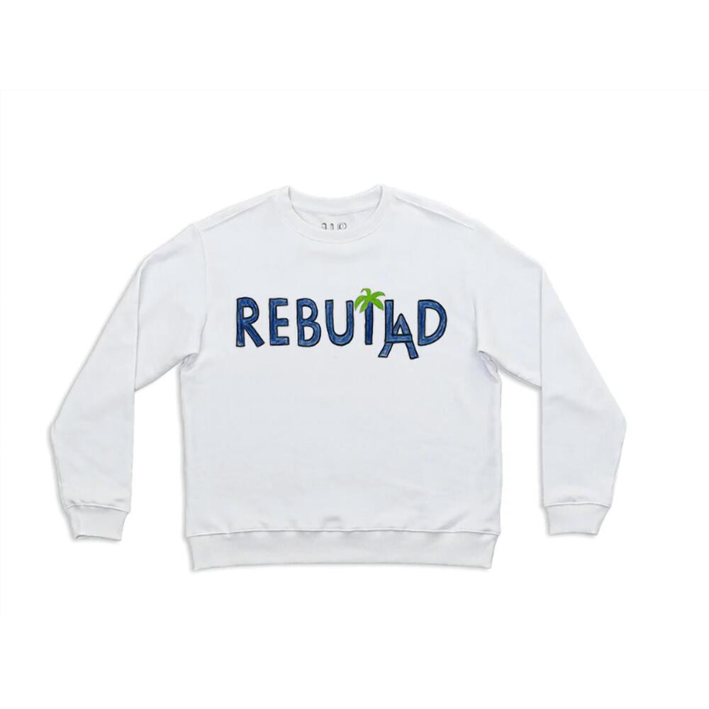NEW UNFORTUNATE PORTRAIT men's rebuild la crewneck sweatshirt in white